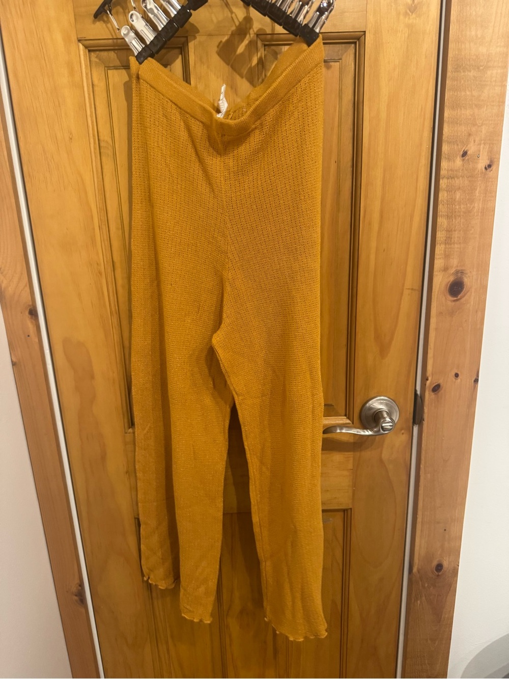 Honey Punch Mustard Knit Wide-Leg Pants